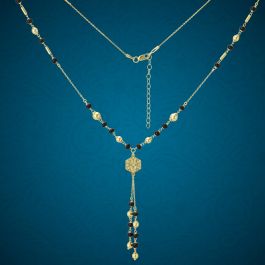 Geometric Shaped With Black Beads Silver Mangalsutra Chains