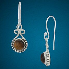 Splendid Floral Tiger Stone Silver Earrings