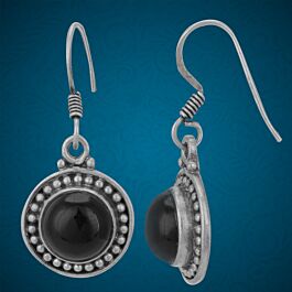 Lovely Black Stone Silver Earrings