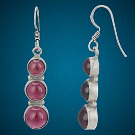 Candy Love Pink Stone Silver Earrings