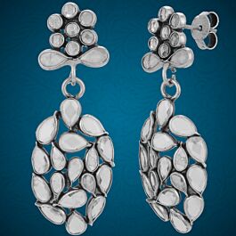 Alluring Floral Pear Drop Silver Earrings