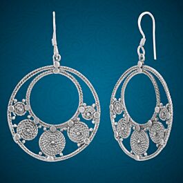 Enticing Stylish Round Pattern Silver Earrings