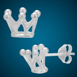 Magnificent Mini Crown Silver Earrings
