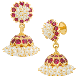 Traditional Classic Pearl Jhumkas Gold Earrings