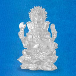 Divine Balganapathy on Lotus Flower Silver Idols