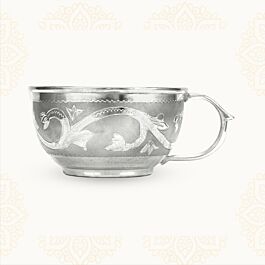 Trendy Classic Floral Engraved Tea Cups Silver Articles 367A011165