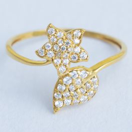 Sparkle Floral and Leaf Gold Rings