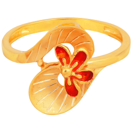 Lovely Enamel Semi Floral Gold Rings