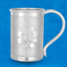 Fancy Floral Silver Tumbler with Handle