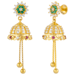 Fashion Beauty Color Stones Floral Gold Earrings