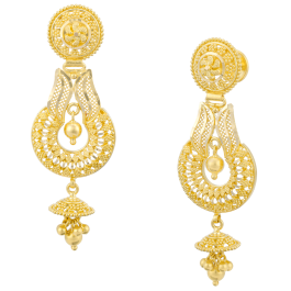 Lavish Floral Mesh Work Chandbali Gold Earrings