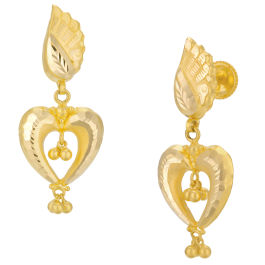 Beautiful Feather Heart Gold Earrings