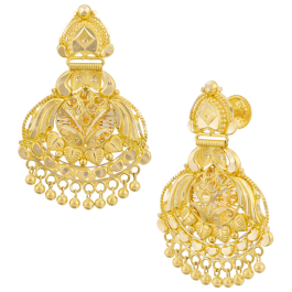 Ethnic Intricate Ghunguroo Drops Gold Earrings