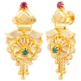 Spectacular Textured Floral Gold Earrings