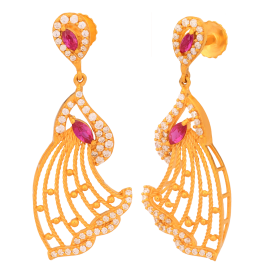 Gleaming Multistone Dancing Gold Earrings