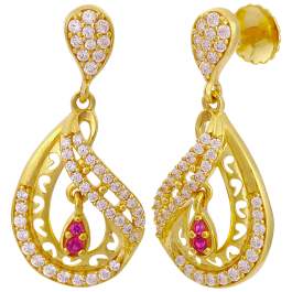Glorious Pink Stone Gold Earrings