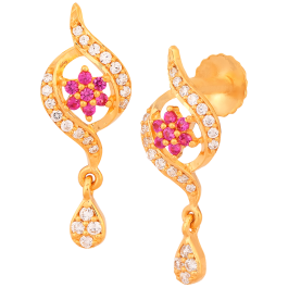 Pleasant Pretty Pink Stone Gold Earrings