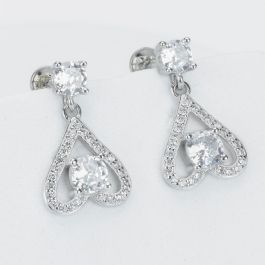 Dainty Romantic Heart Silver Earrings | 507B278293