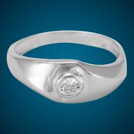 Blooming Single Stone Mens Band Silver Ring