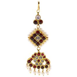 Natya Collection Kemp Stones Floral Silver Nethichuti