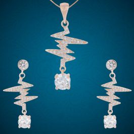 Fashionatic Heartbeat Silver Pendants with Earrings Set