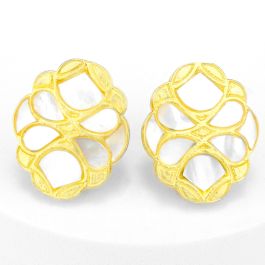 Pretty White Stone Silver Earrings