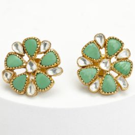 Dazzling Floral Turquoise Stone Silver Earrings