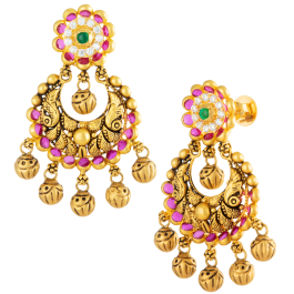 Antique Finish Chand Bali Gold Earrings