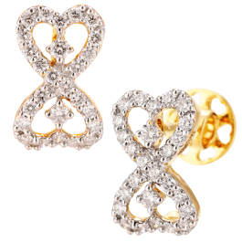  Twin Heart Infinity Shape Diamond Earrings