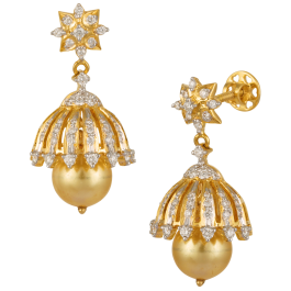 Sparkling Floral And Pearl Diamond Earrings