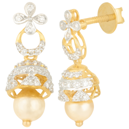 Illuminating Foral Pearl Drop Diamond Earrings