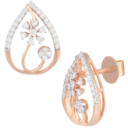 Lovely Pretty Floral Stone Diamond Earrings