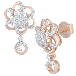 Trendy Swril Floral Diamond Earrings