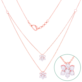 Amiable Floral Double Tier Diamond Necklaces