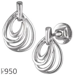 Sprial Pear Design Platinum Earrings