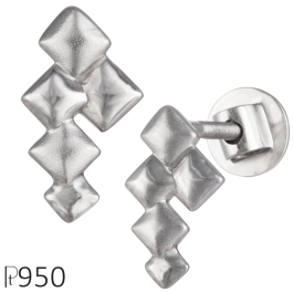 Trendy Rhombus Design Platinum Earrings