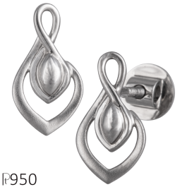 Sprial Leaf Design Platinum Earrings
