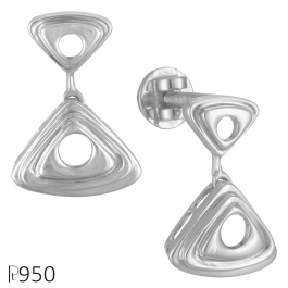 Stunning Geometric Triangular Platimun Earrings