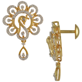 Graceful Peacock Diamond Drop Earrings