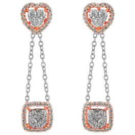 Lovely Heart Shaped Diamond Drop Earrings