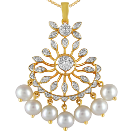 Dazzling Floral with Pearl Drops Diamond Pendants