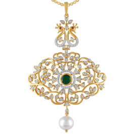 Enticing  Peacock with Pearl Drop Diamond Pendants
