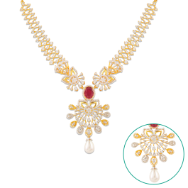 Opulent Ruby Studded Floral Diamond Necklaces