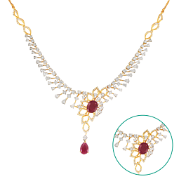 Tantalizing Floral Pattern Ruby Diamond Necklaces