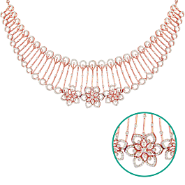 Flamboyant Floral Pear Pattern Diamond Necklaces