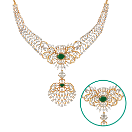 Sophisticated Vibrant Emerald Stone Diamond Necklaces