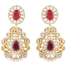 Resplendent Ruby Floral Diamond Earrings