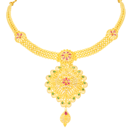 Beads Touch Dual Colour Stone Short Gold Necklaces