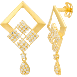 Semi Stone Geometric Stylish Gold Earrings