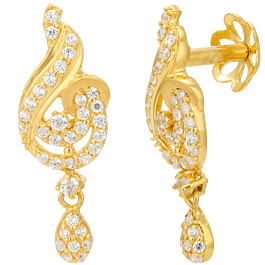Shimmering Loop Design Gold Earrings